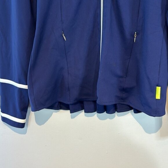 Pure lime navy blue/white piping fitness/tennis zip jacket with pleats size XS - Picture 7 of 8